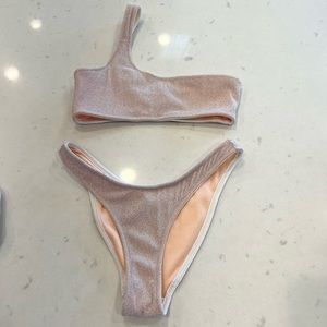 XS Triangl Pink Sparkle One Shoulder Bikini Set